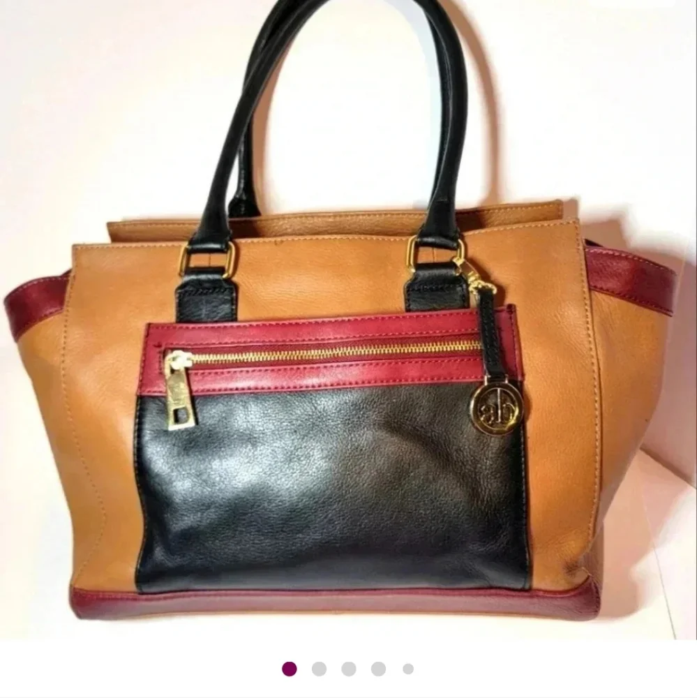 Audrey Brooke Tan and Red Shoulder Bag, GUC - Picture 4 of 6
